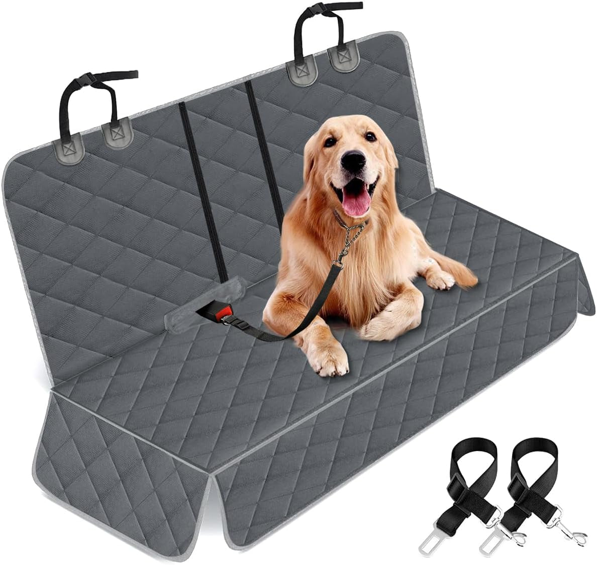 Premium Waterproof Dog Car Seat Cover - Non-Slip Back Seat Protector for Pets, Fits Most Cars, Trucks, and SUVs - Black