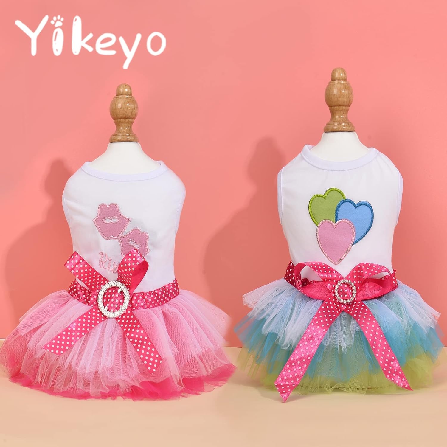 Small Dog Dress Set for Yorkies and Chihuahuas - Lace Tutu Vest Skirt Princess Costume (Green & Pink, X-Small)