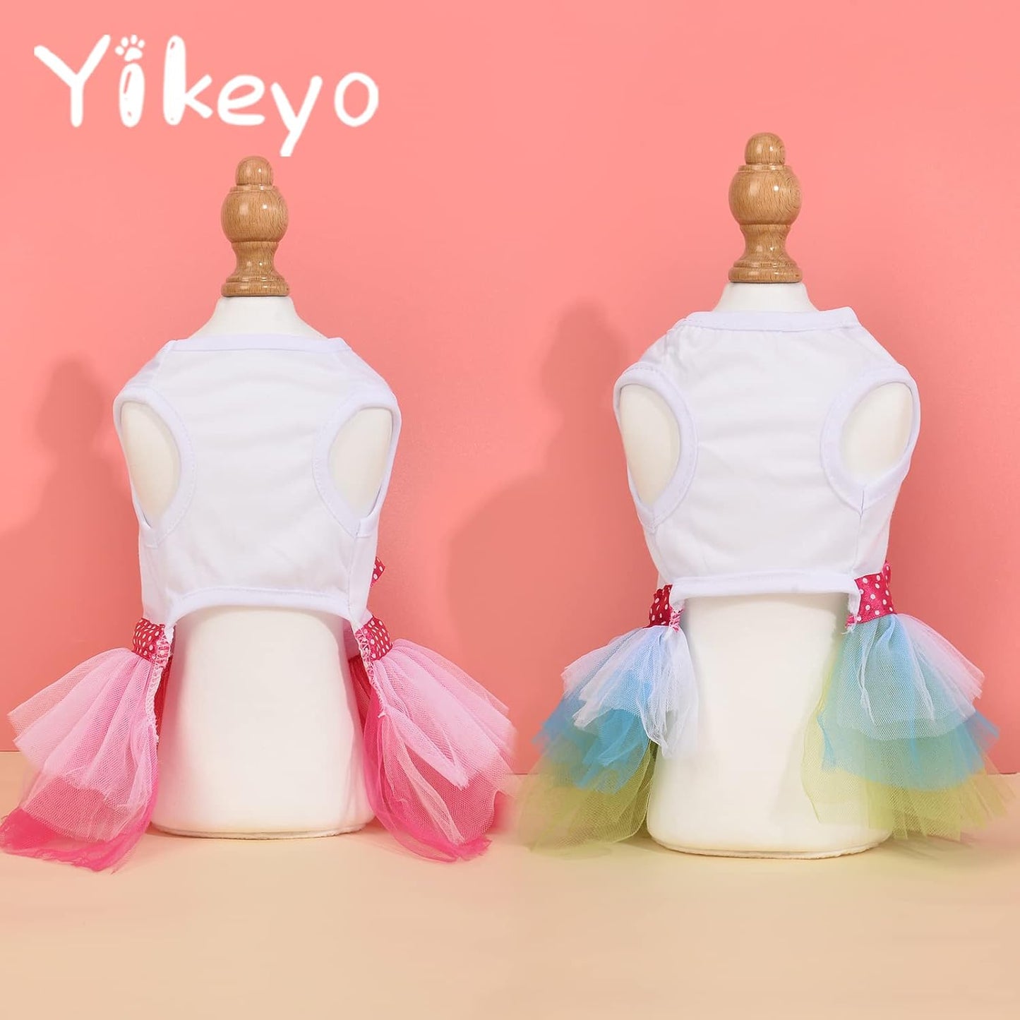 Small Dog Dress Set for Yorkies and Chihuahuas - Lace Tutu Vest Skirt Princess Costume (Green & Pink, X-Small)