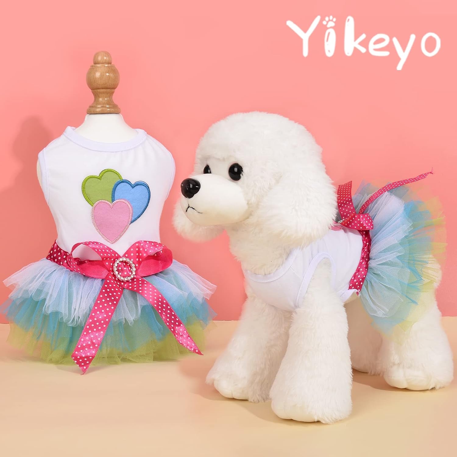 Small Dog Dress Set for Yorkies and Chihuahuas - Lace Tutu Vest Skirt Princess Costume (Green & Pink, X-Small)