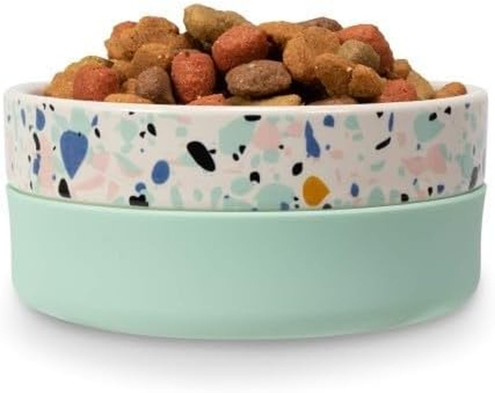 Now House for Pets by  Mint Terrazzo Duo Bowl, Small | Dishwasher Safe and Easy to Clean Dog Bowl with Anti-Skid Lid | Versatile Bowl for Dogs for Storage or Travel
